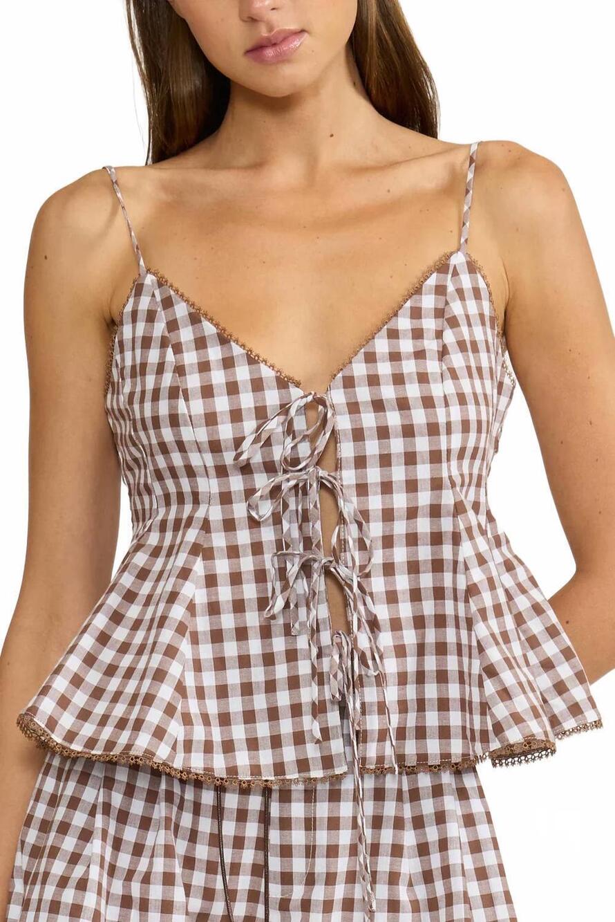 NEW LUCY PARIS holly tie tank top in brown